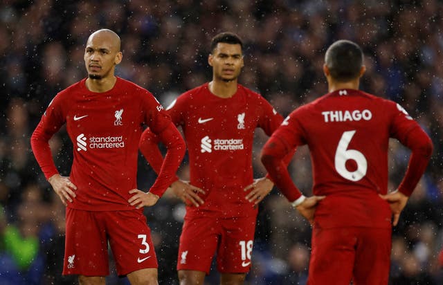 <p>Liverpool players looks during a defeat at Brighton </p>