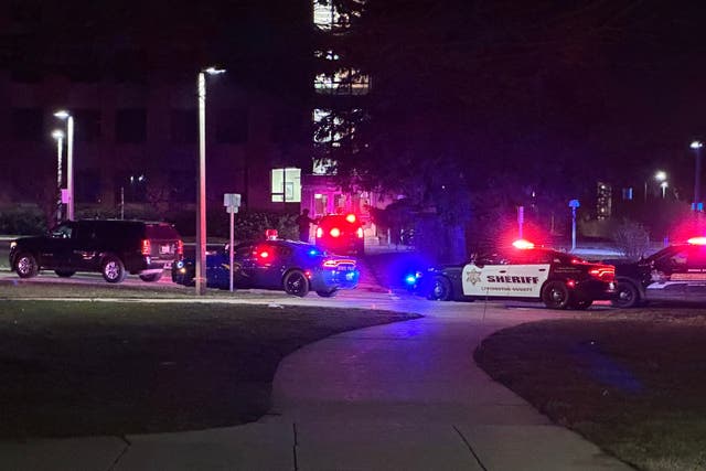 <p>Emergency services respond to a shooting at Michigan State University on 13 Feb 2023</p>