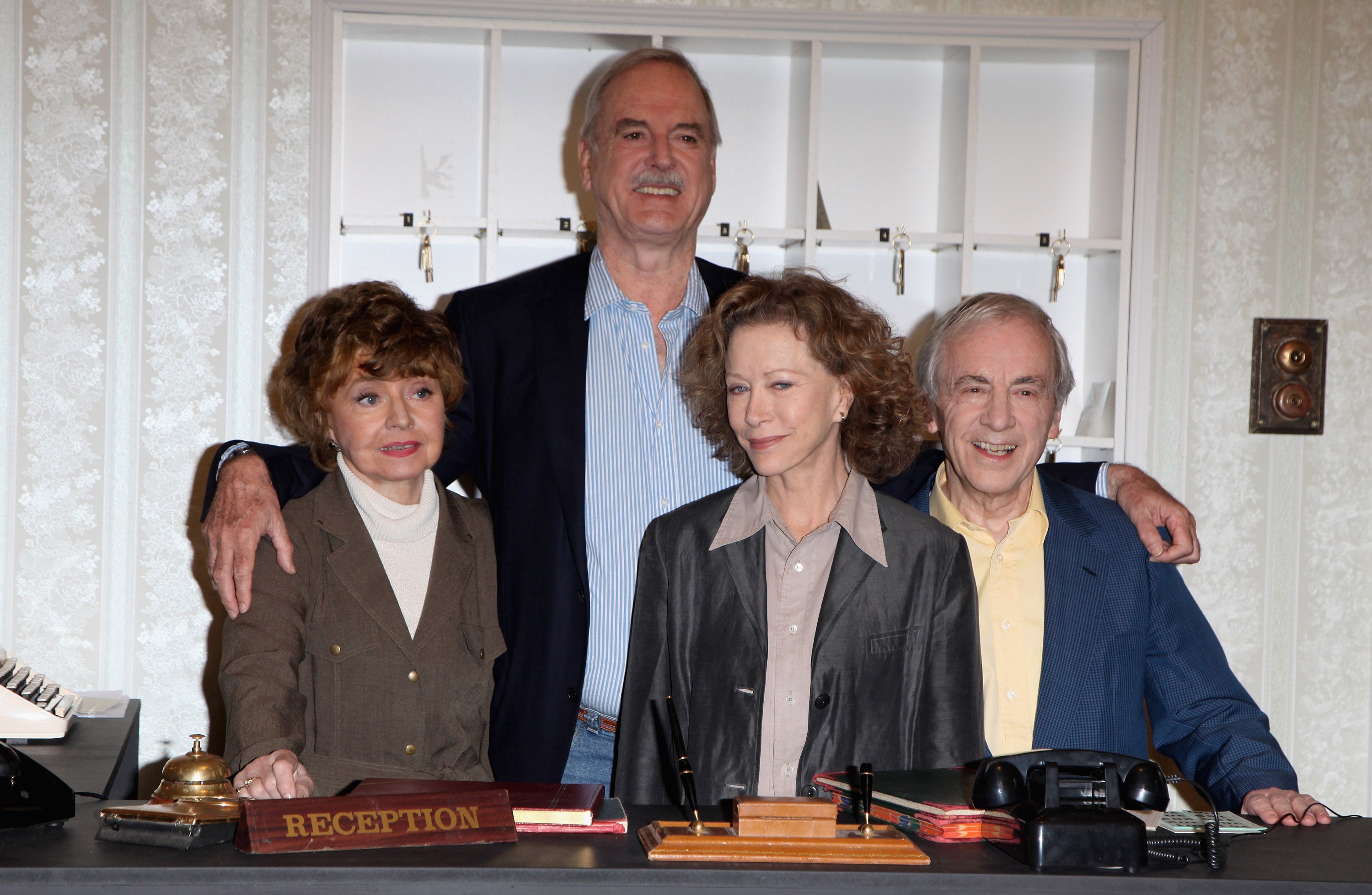 The original cast of Faulty Towers, Prunella Scales, John Cleese, Connie Booth and Andrew Sachs reuniting to celebrate the 30th anniversary in 2009