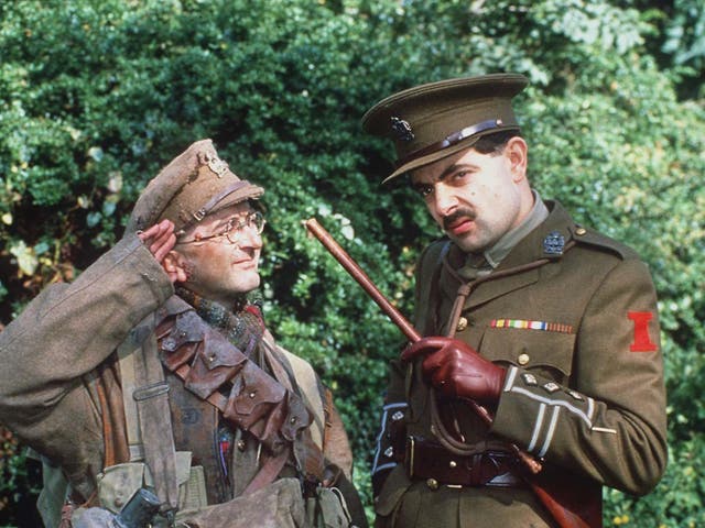 <p>Tony Robinson and Rowan Atkinson in series four of ‘Blackadder’</p>