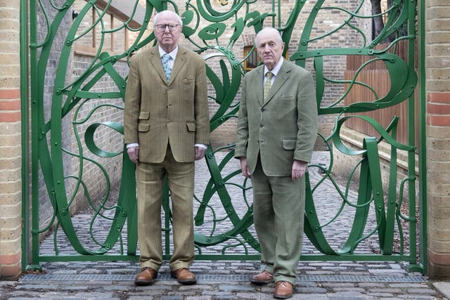 Artists Gilbert & George are opening a free permanent exhibition centre in Spitalfields, east London (Yu Yigang/PA)