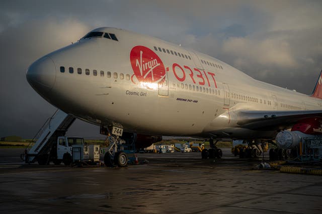 A dislodged fuel filter caused last month’s failure of the first attempt to launch satellites into orbit from the UK, Virgin Orbit has said (Ben Birchall/PA)