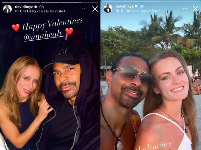 <p>David Haye wished his ‘Queens’ Una Healy and Sian Osborne a happy Valentine’s Day</p>