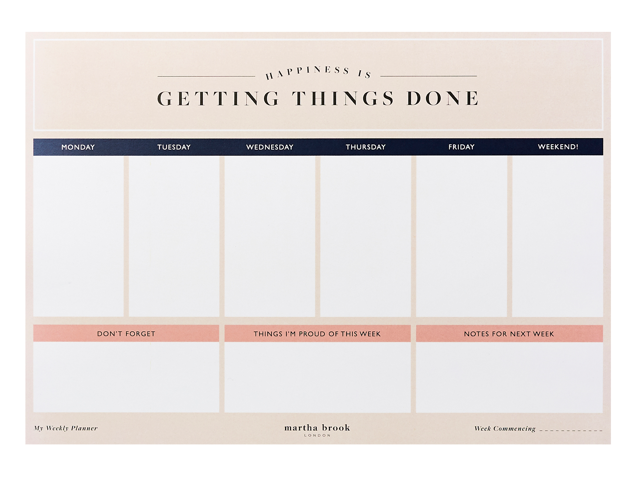 Martha Brook happiness weekly planner desk pad