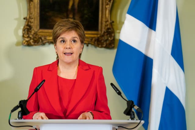 First Minister Nicola Sturgeon speaking during a press conference at Bute House in Edinburgh where she has announced that she will stand down as First Minister of Scotland after eight years. (Jane Barlow/PA)