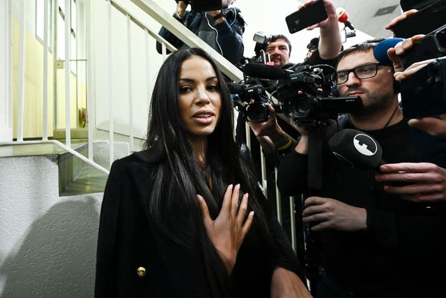 <p>Karima El-Mahroug, known also as ‘Ruby’ outside the court in Milan on Wednesday</p>