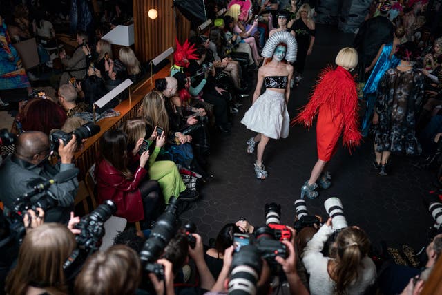 Models on the catwalk during the Vin + Omi fashion show (Aaron Chown/PA)
