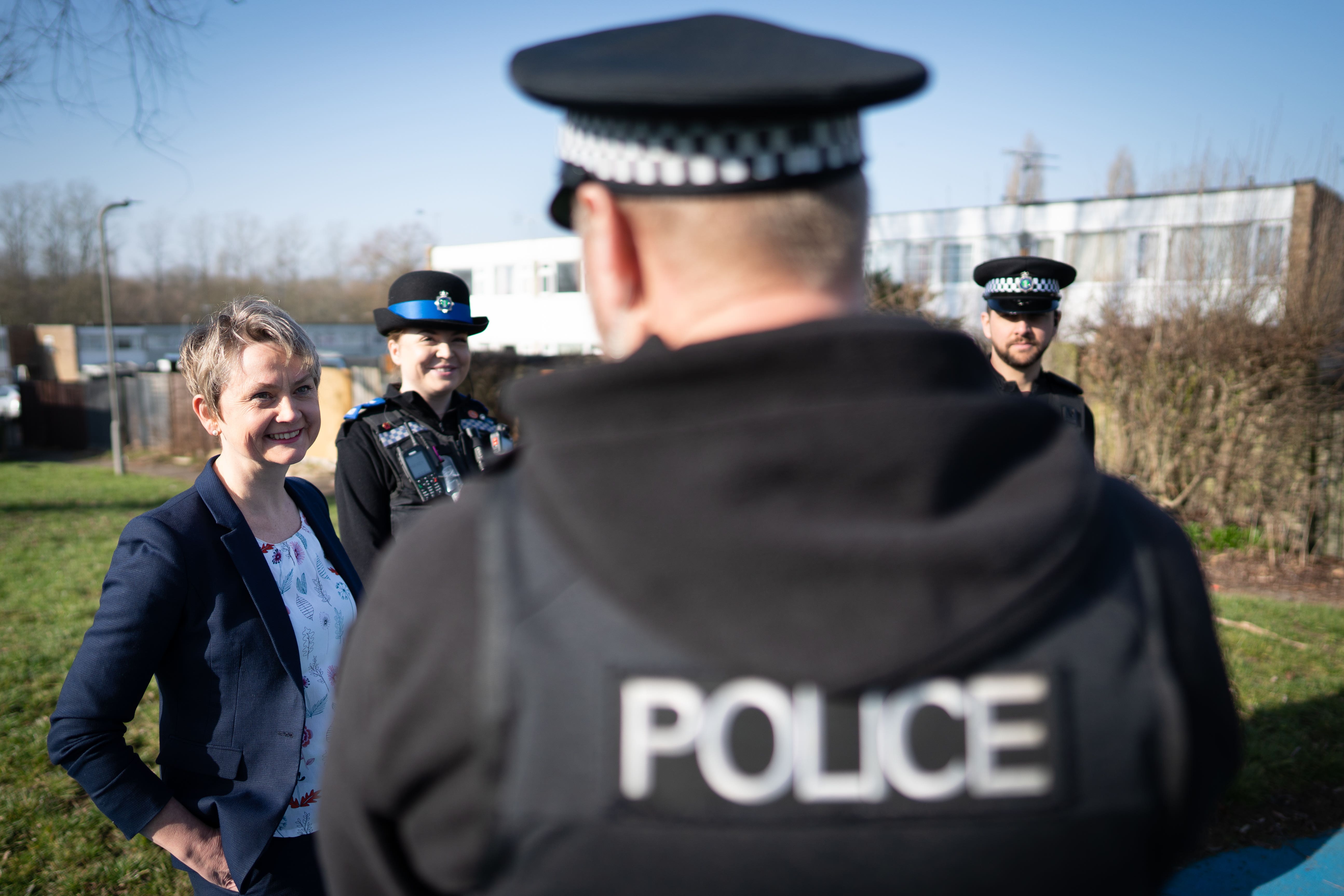 Shadow home secretary Yvette Cooper, during a visit to Milton Keynes, Buckinghamshire, where she met with PCSOs to discuss the challenges with knife crime and anti-social behaviour, as part of a Labour Party crime initiative (Stefan Rousseau/PA)