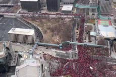 Thousands of Chiefs fans gather in Kansas for Super Bowl parade celebrating victory
