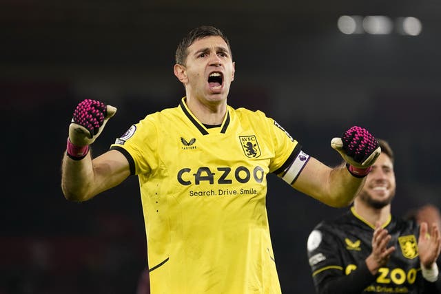 The Mail reports Aston Villa are willing to listen to offers for World Cup-winning goalkeeper Emiliano Martinez (Andrew Matthews/PA)