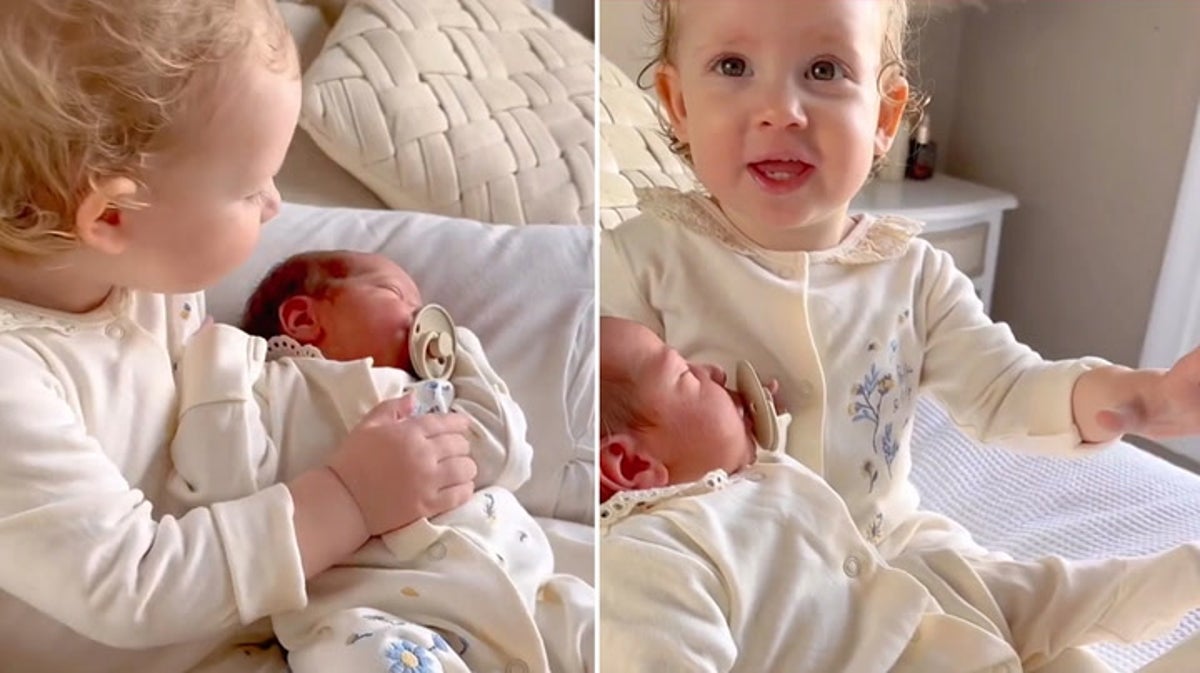 Stacey Solomon shares adorable moment youngest daughter and newborn baby girl meet