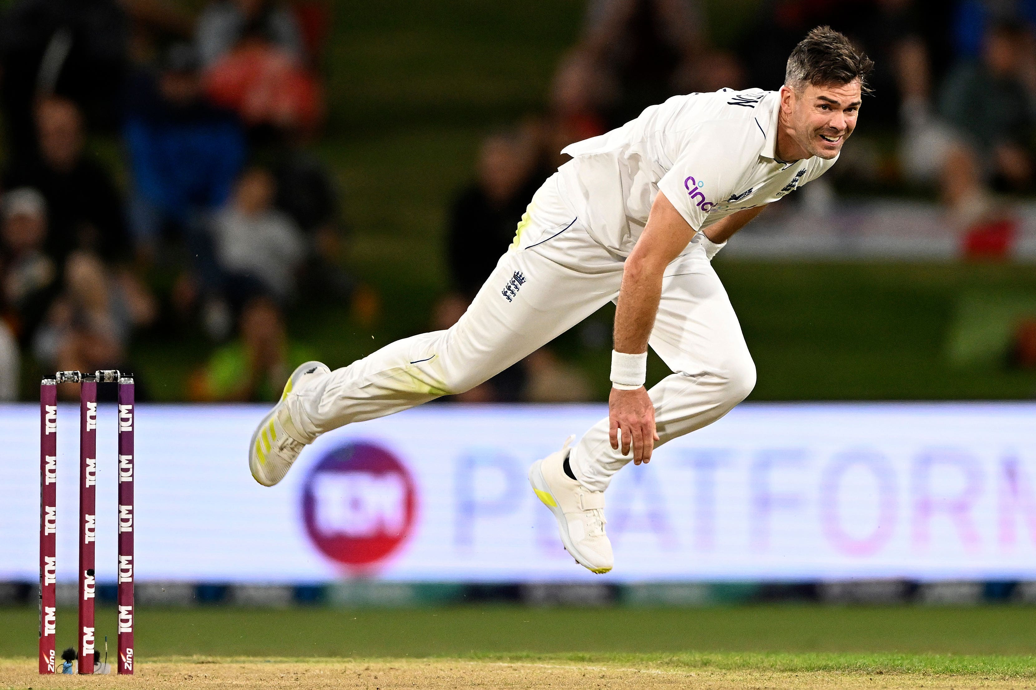 James Anderson took two wickets for England (Andrew Cornaga/AP)