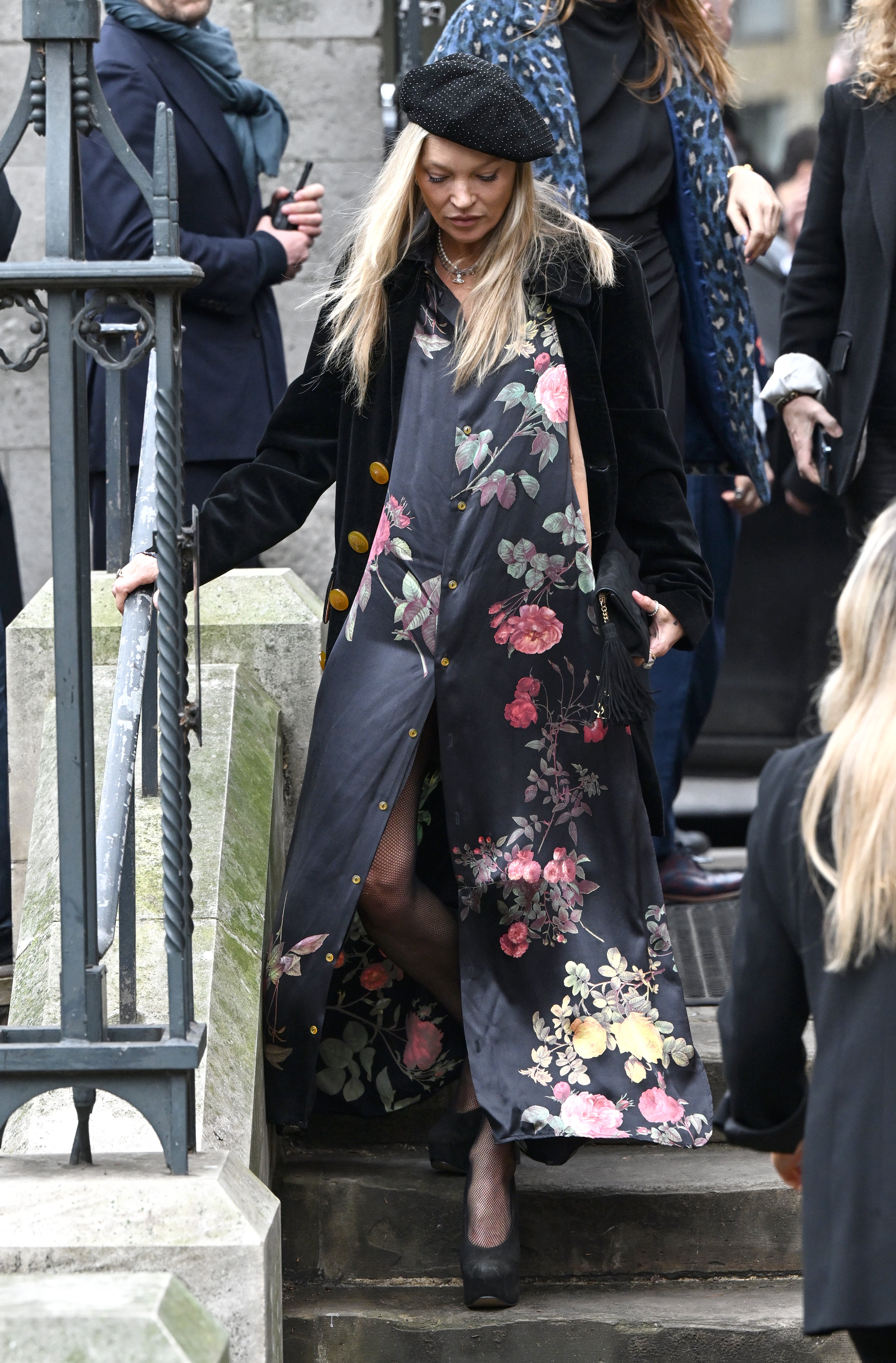 Kate Moss attends a memorial service to honour and celebrate the life of Dame Vivienne Westwood at Southwark Cathedral on February 16, 2023