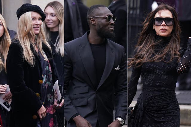 Kate Moss, Stormzy and Victoria Beckham were among the stars in attendance at Dame Vivienne Westwood’s memorial service on Thursday (Yui Mok/PA)