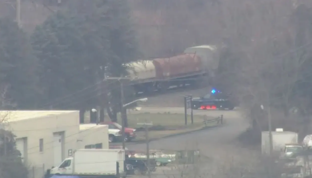 <p>A freight train carrying toxic material derailed near Van Buren Township, Michigan, on Thursday</p>