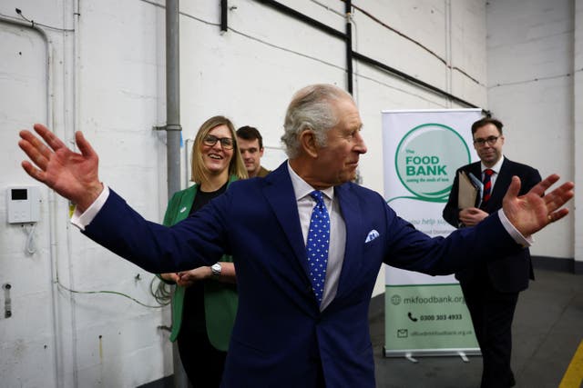 The King during a visit to the Milton Keynes food bank (Molly Darlington/PA Wire)