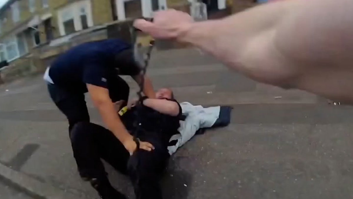 Moment drug dealer detained by police after attempting to escape arrest by punching officer 