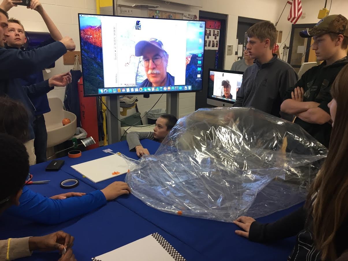Students learn how to use a pico balloon from Scientific Balloon Solutions