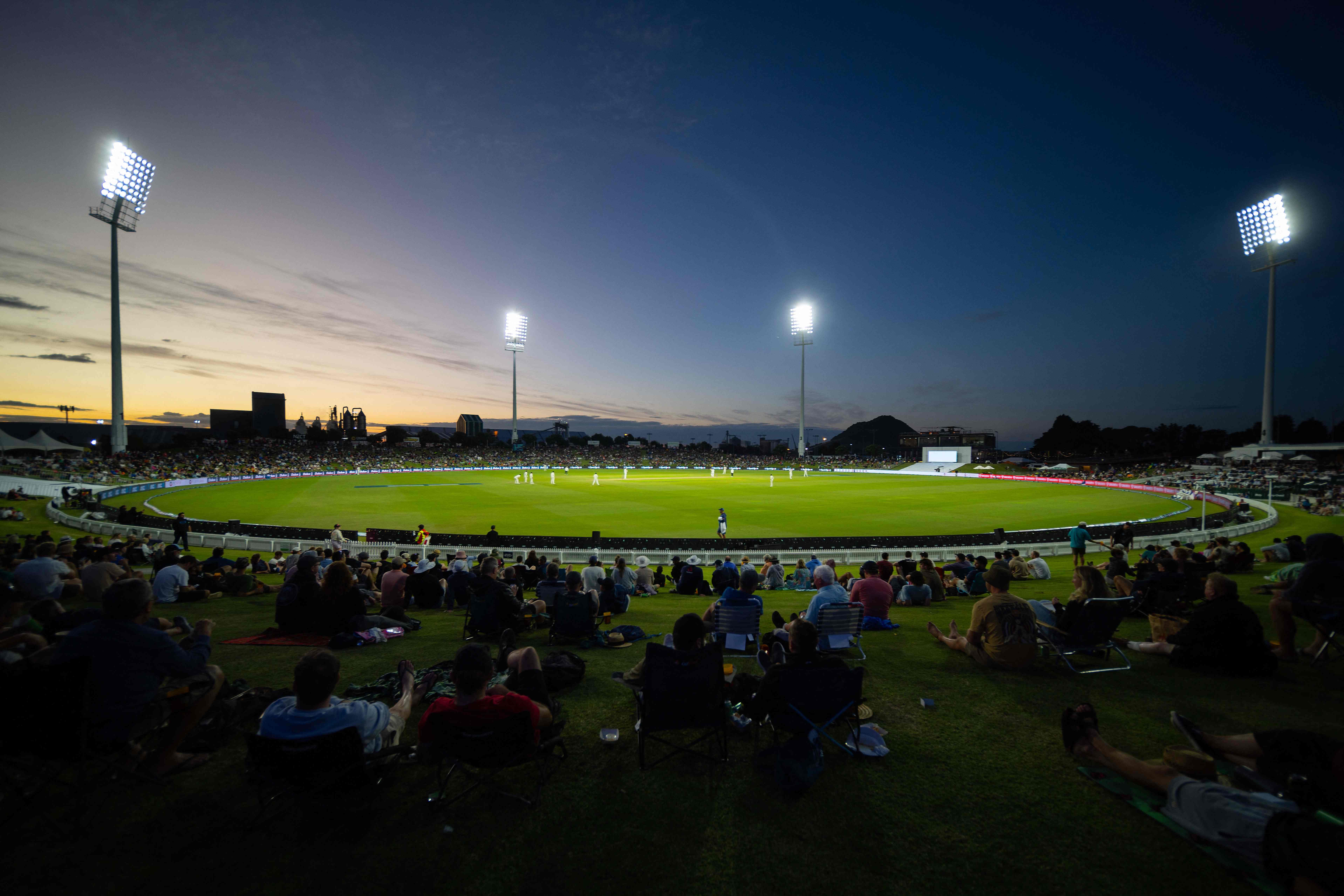 A view of Bay Oval under the lights in Mount Maunganui