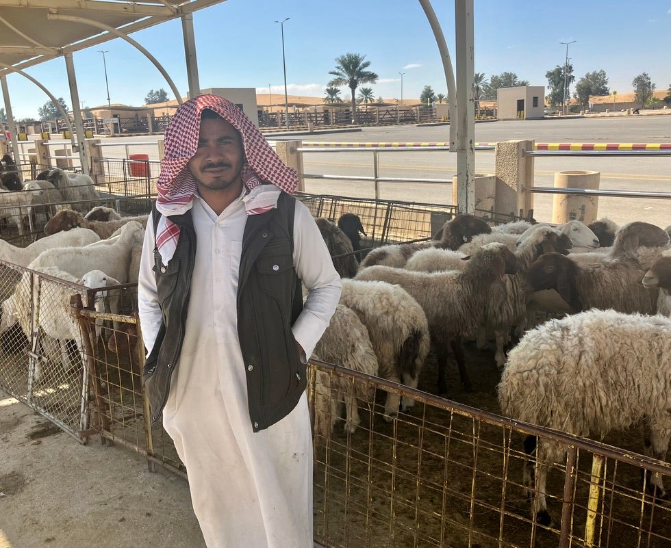 Hamza, a shepherd at the Buraydah Camel Market