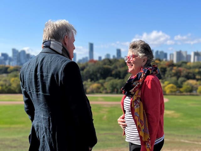 <p>Danny Kruger and Prue Leith in ‘Prue and Danny’s Death Road Trip’ </p>