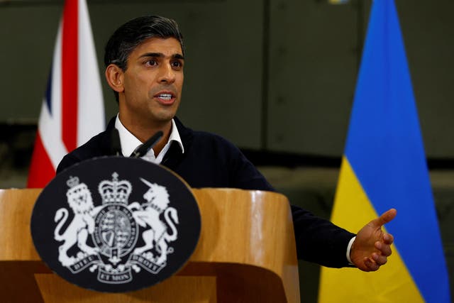 Prime Minister Rishi Sunak will travel to Munich to urge the West to give Ukraine Nato-standard training to secure its long-term security (Peter Nicholls/PA)