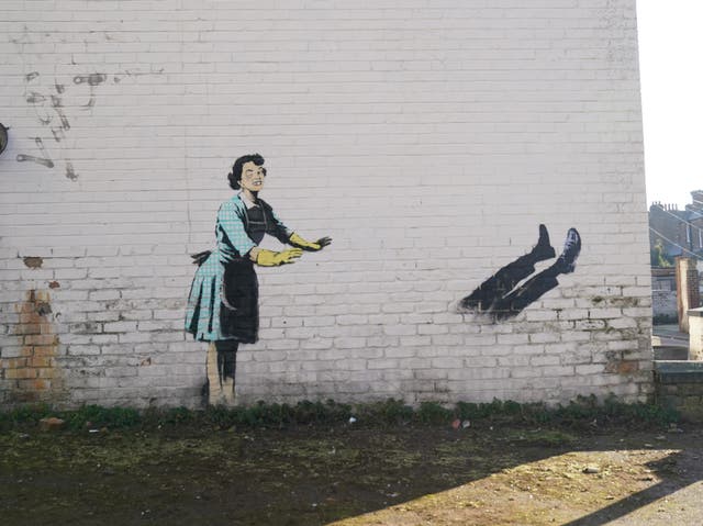 <p>Banksy mural - Valentine’s day mascara</p>