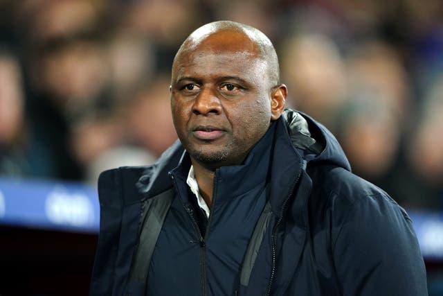 Palace boss Patrick Vieira was frustrated by Brentford’s late equaliser in a 1-1 draw (Zac Goodwin/PA Images).