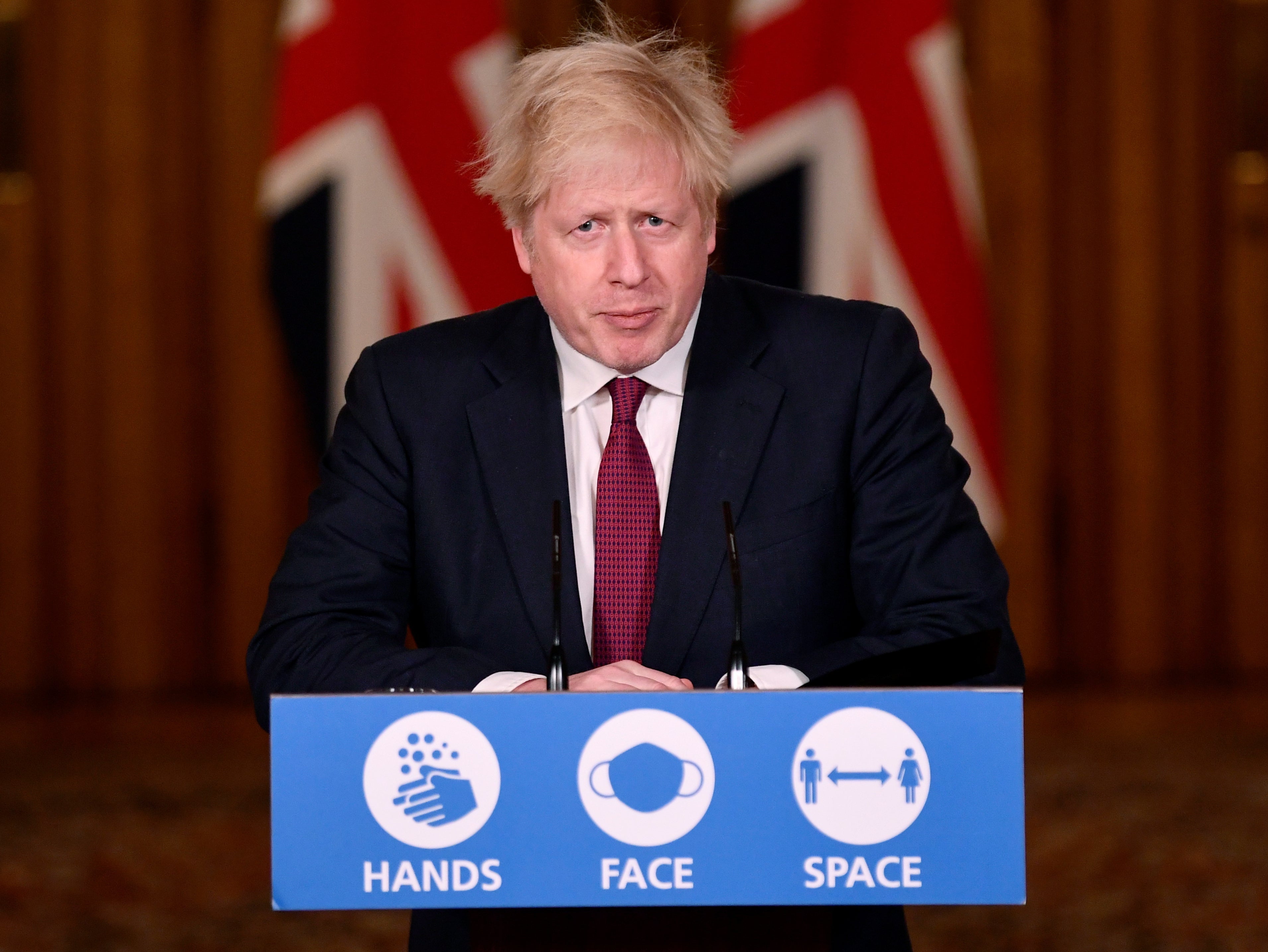 Johnson speaks during a news conference about the ongoing situation with the Covid-19 pandemic