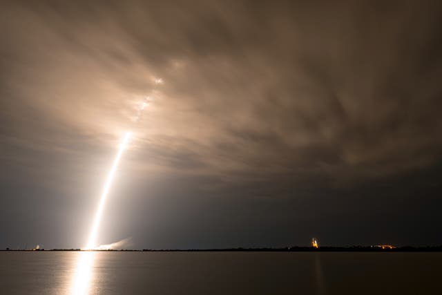 <p>A SpaceX Falcon 9 carrying an Inmarsat satellite launches from Cape Canaveral, Florida, on 17 February, 2023 </p>
