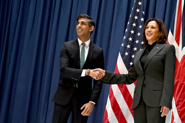 Prime Minister Rishi Sunak and US Vice President Kamala Harris (Ben Stansall/PA)
