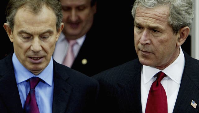 <p>Tony Blair was persuaded by George Bush to support the 2003 invasion of Iraq</p>