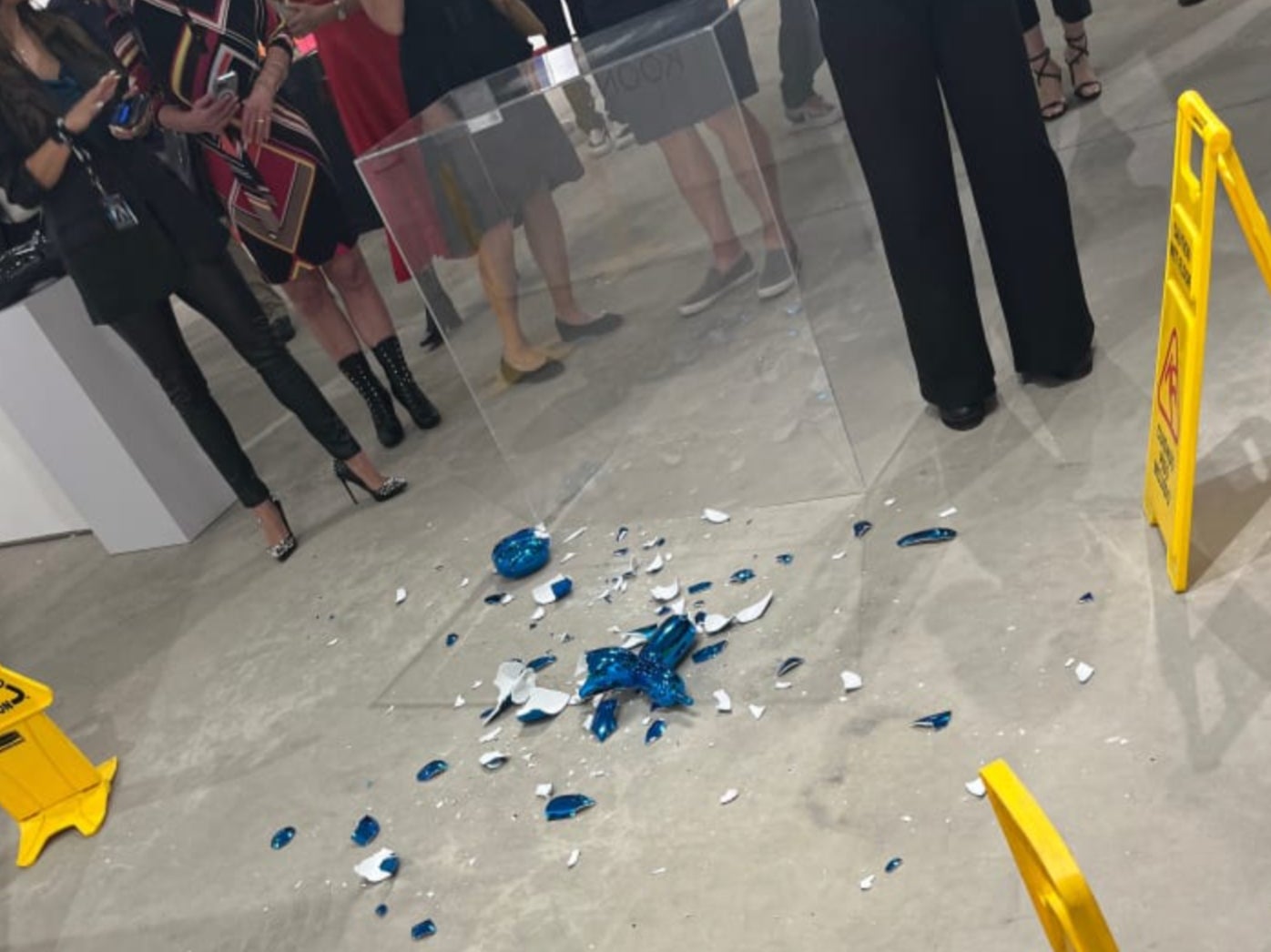 A woman accidentally smashed one of Jeff Koons’ iconic balloon dogs at a Miami art gallery