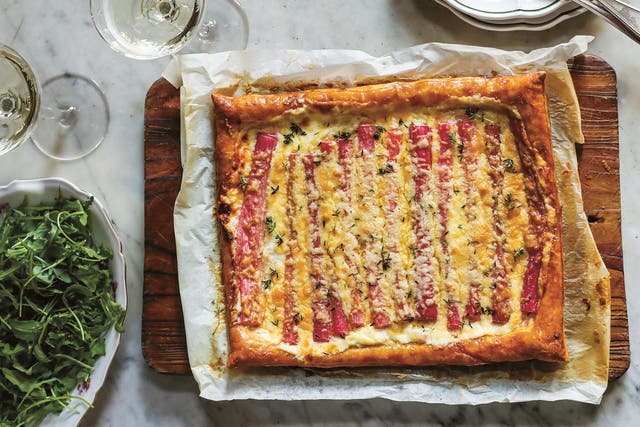 <p>Tangy rhubarb meets melted Cheddar in this delicious savoury tart</p>