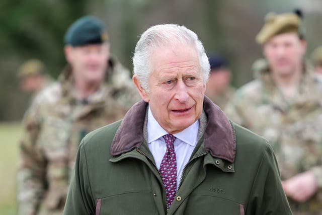 The King during a visit to a training site for Ukrainian military recruits in Wiltshire (Chris Jackson/PA)