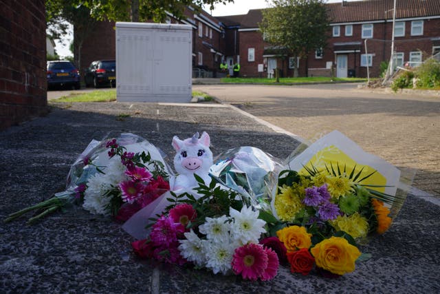 Floral tributes left in Biddick Drive, Keyham in Plymouth, Devon, where five people were killed by gunman Jake Davison in a firearms incident on Thursday evening. Picture date: Monday August 16, 2021.