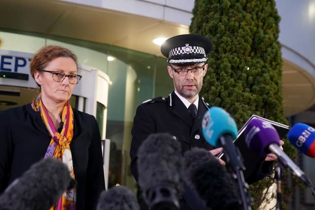 <p>Assistant Chief Constable Peter Lawson (right) of Lancashire Police with Detective Chief Superintendent Pauline Stables (left) speaking at a press conference outside Lancashire Police Headquarters in Hutton near Preston after police recovered a body on Sunday</p>