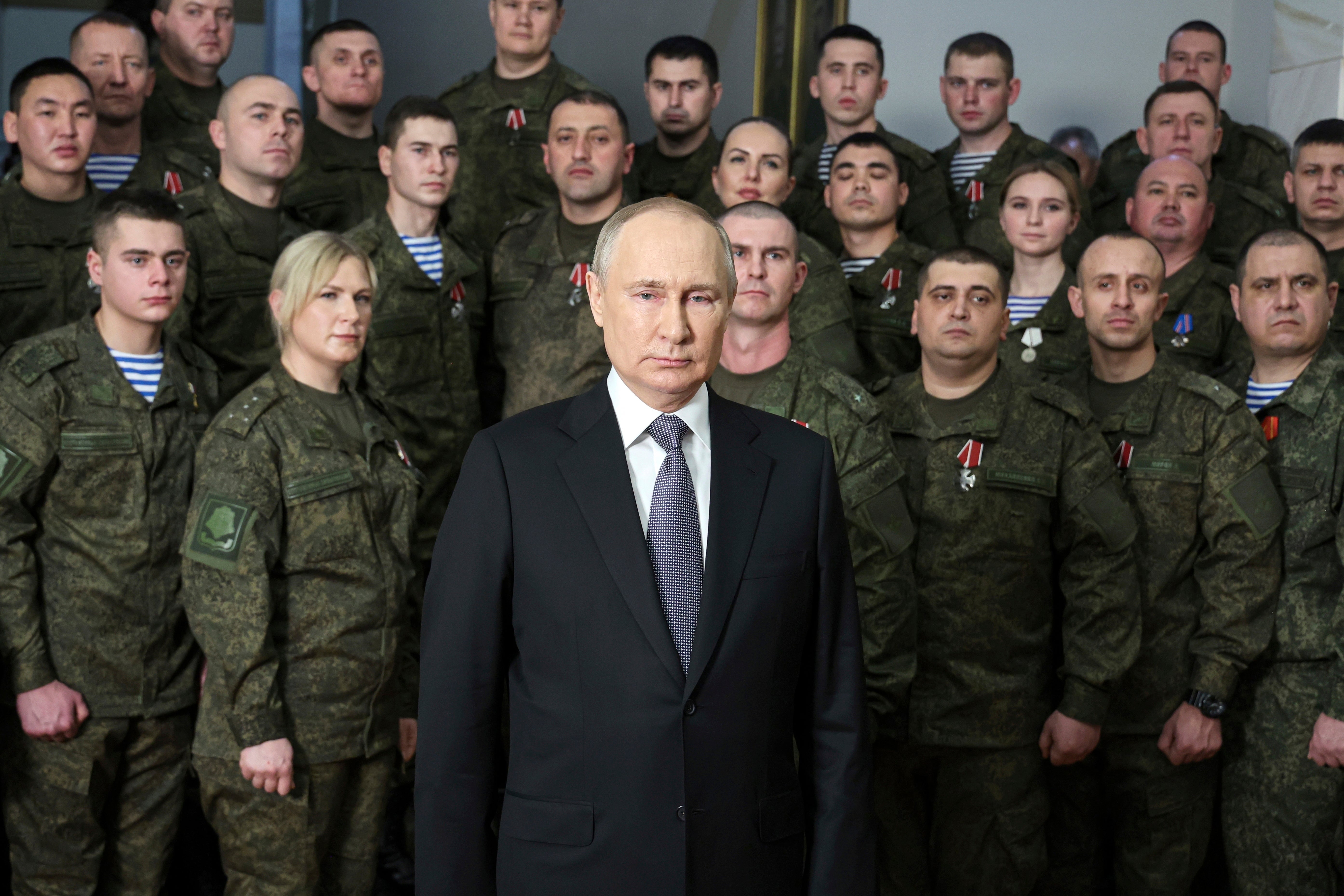 Vladimir Putin giving his 2023 new year address