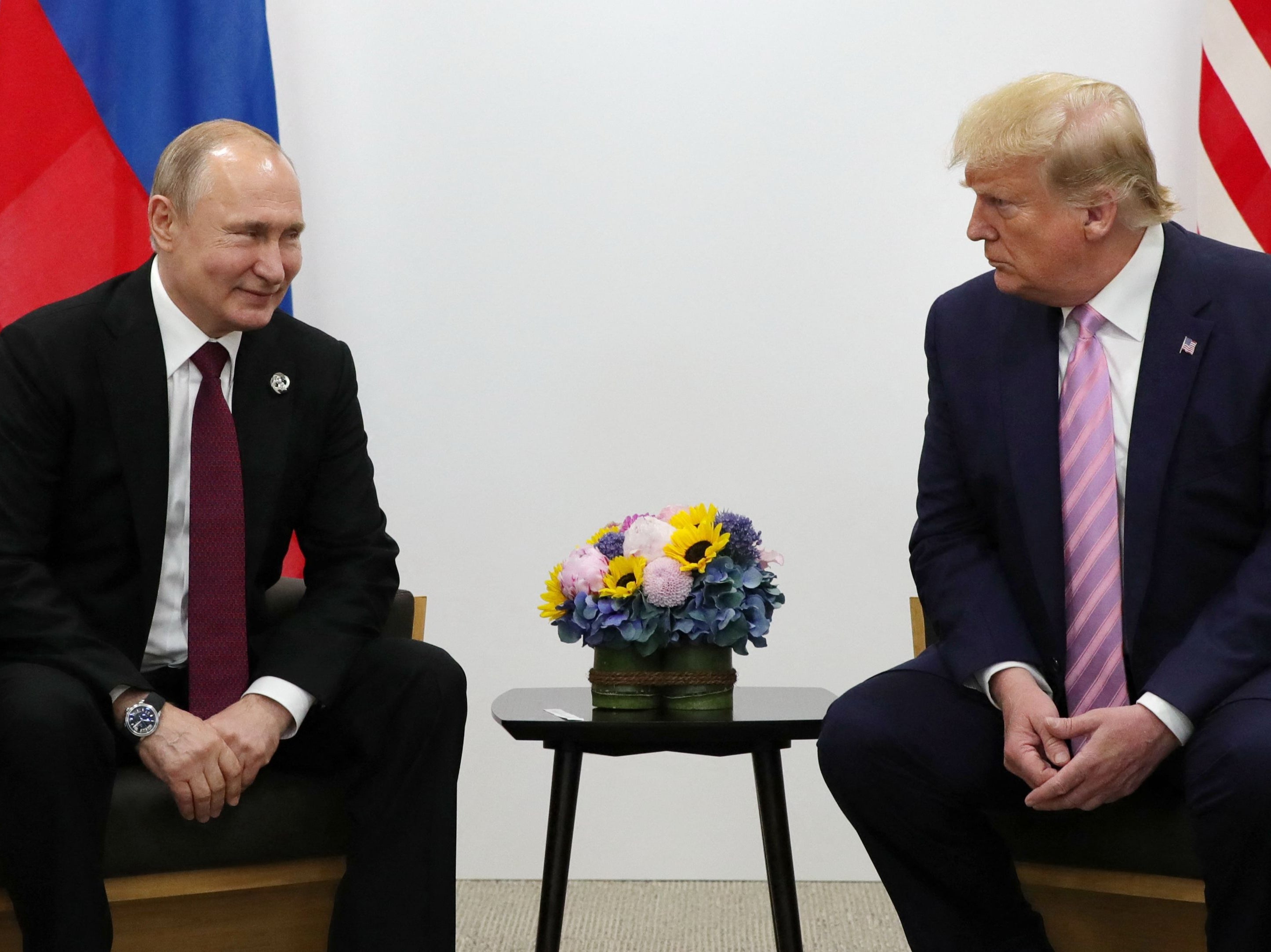 Russian President Vladimir Putin and US President Donald Trump hold a meeting on the sidelines of the G20 summit in Osaka on June 28, 2019