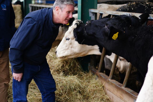 <p>Labour leader Sir Keir Starmer during his visit to Home Farm in Solihull, West Midlands</p>