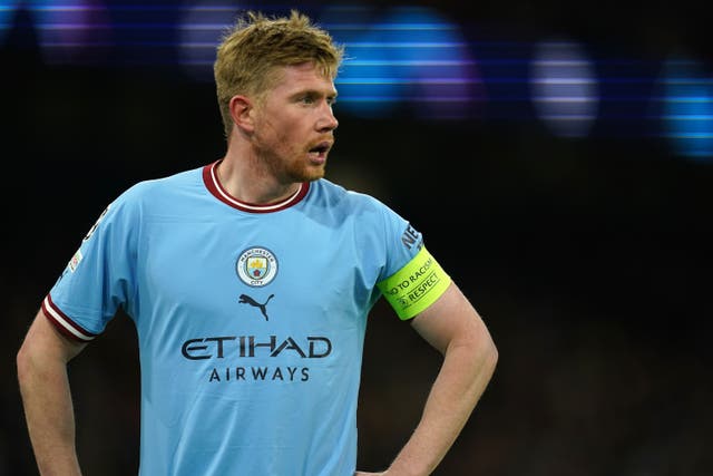Kevin De Bruyne is out of Manchester City’s Champions League game at Leipzig (Nick Potts/PA)