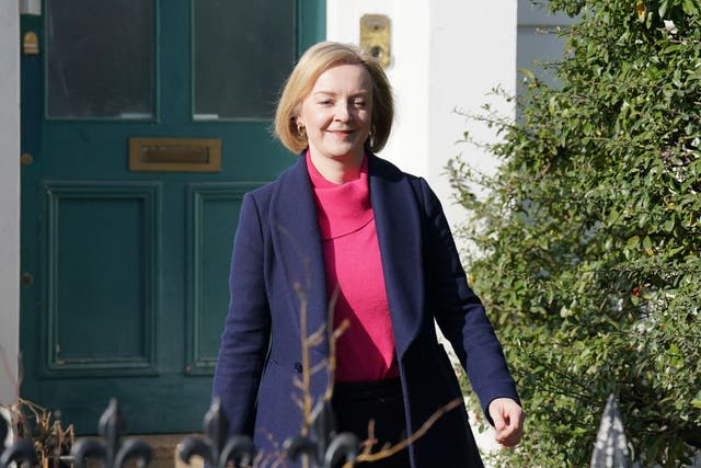 Former prime minister Liz Truss leaves her house in south-east London (Jonathan Brady/PA)