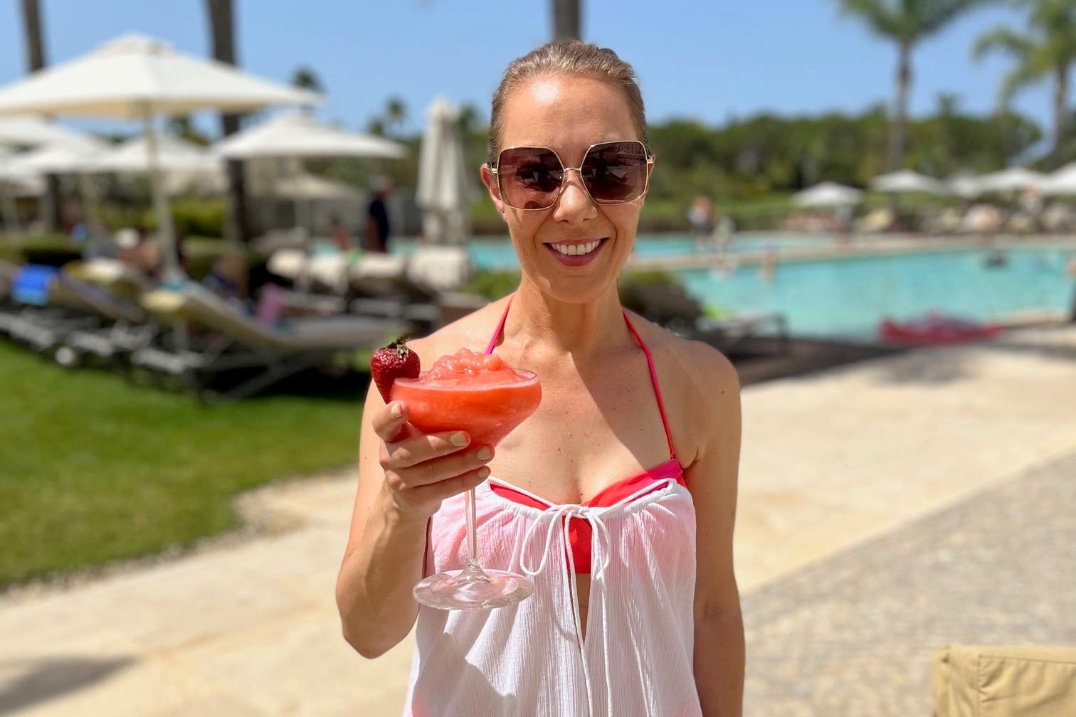 Helen is glad she did not have a double mastectomy because she can wear bikinis on holiday without people knowing she has had surgery (Collect/PA Real Life)