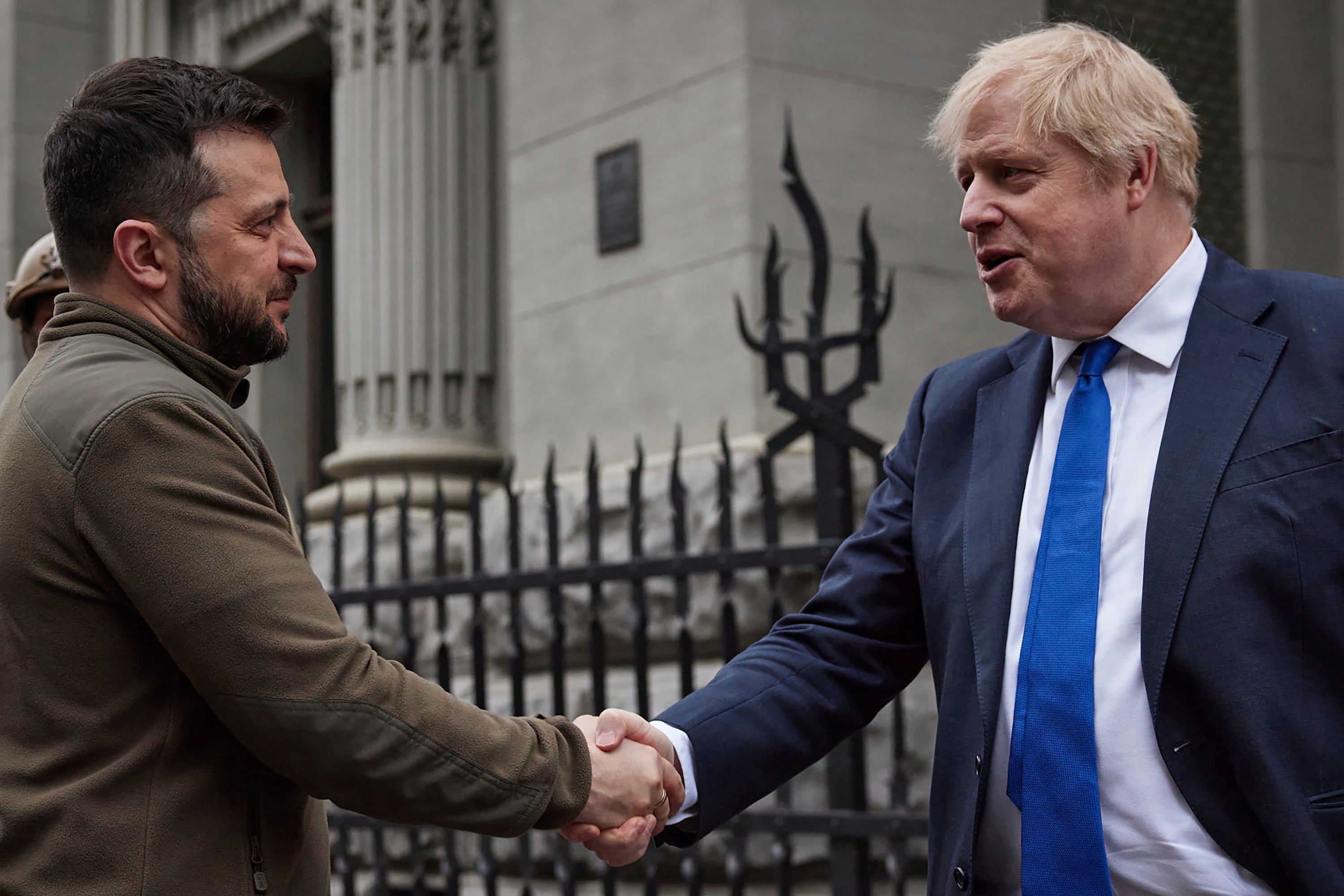 President Zelensky, left, with then-Prime Minister Boris Johnson