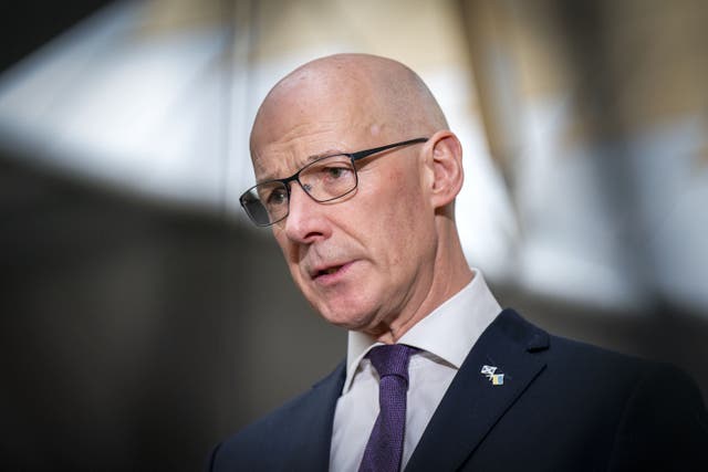 John Swinney said he ‘profoundly’ disagrees with the religious views expressed by SNP leadership hopeful Kate Forbes (Jane Barlow/PA)