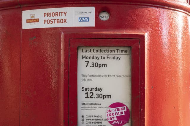 Top bosses from Royal Mail have been accused of blaming others after admitting the business had broken its own rules after posters appeared which compared how long different workers were pausing on the job (Belinda Jiao/PA)
