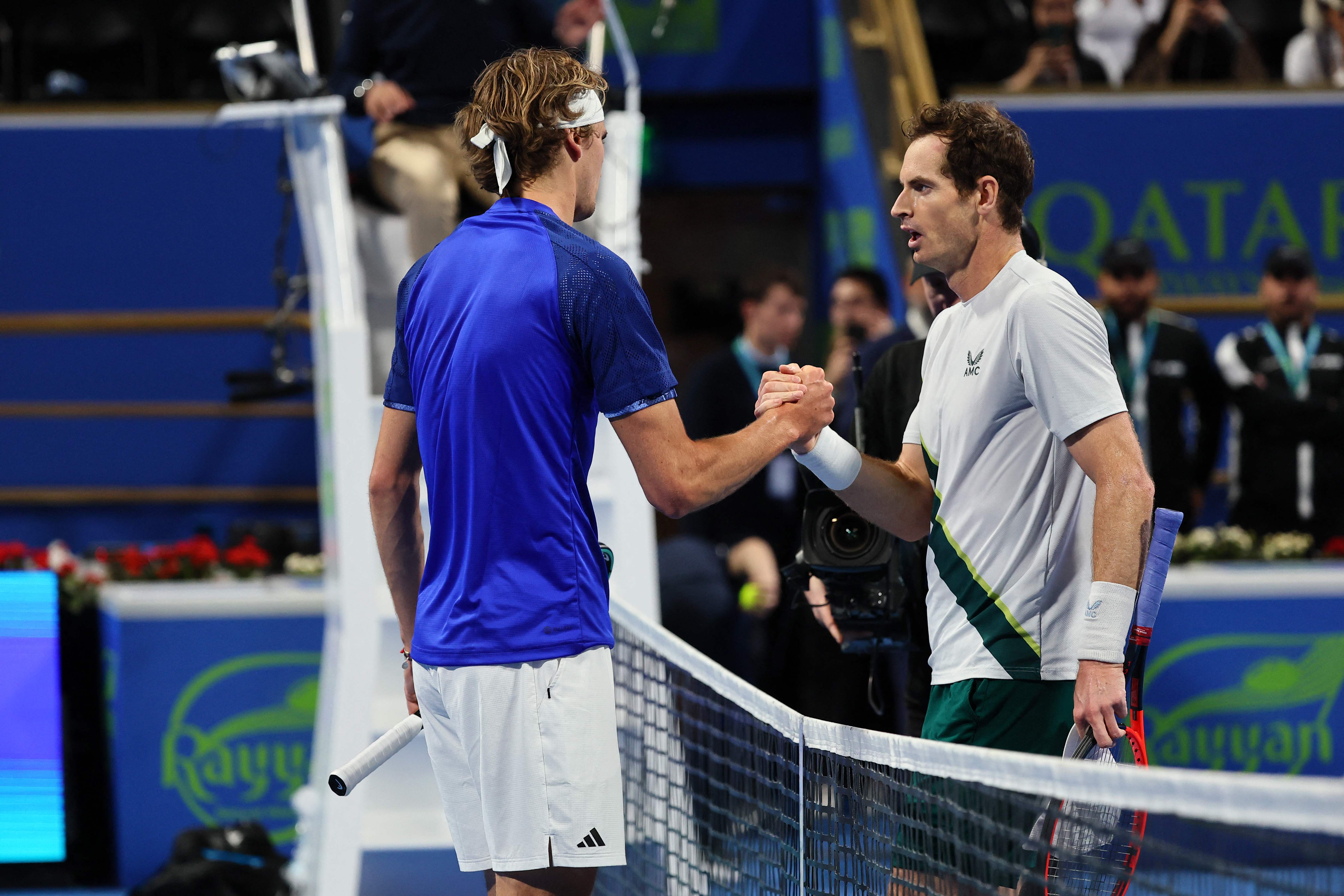 Andy Murray is congratulated by Alexander Zverev