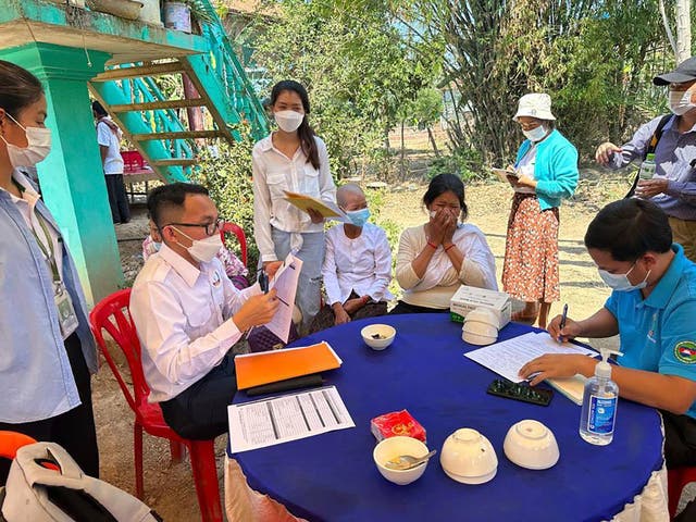 <p>File. In this photo released by the Cambodia Ministry of Health, Cambodia animal health experts educate villagers to take care of their health, in Prey Veng eastern province Cambodia, 23 February 2023</p>