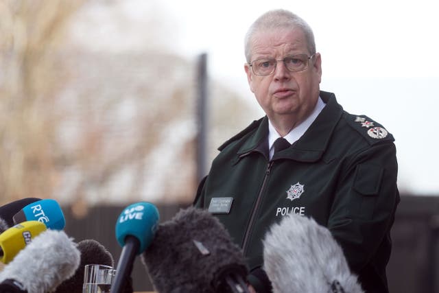 Chief Constable Simon Byrne from the Police Service of Northern Ireland (PSNI) speaks to the media outside PSNI headquarters in Belfast, following the shooting of off-duty Detective Chief Inspector John Caldwell on Wednesday evening (Brian Lawless/PA)