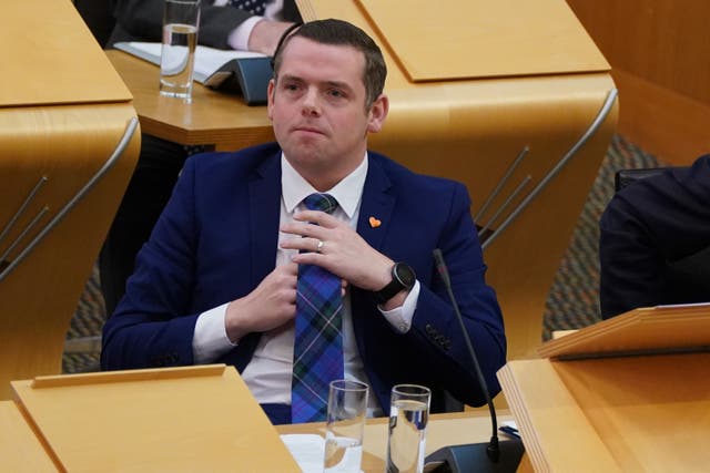 Scottish Tory leader Douglas Ross attacked SNP leadership contender Humza Yousaf (Andrew Milligan/PA)